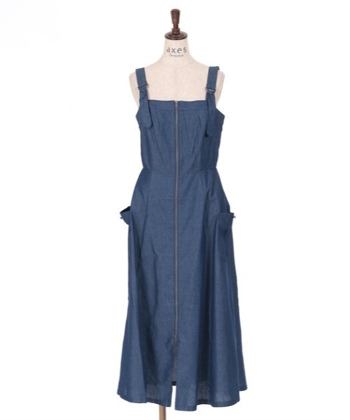 axes femme（アクシーズファム）の「センタージップデニムジャンパースカート（ジャンパースカート・レディース・インディゴブルー/ワンウォッシュ/ブラック・FREE）」の16枚目の写真