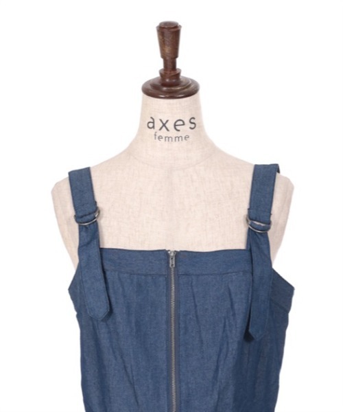 axes femme（アクシーズファム）の「センタージップデニムジャンパースカート（ジャンパースカート・レディース・インディゴブルー/ワンウォッシュ/ブラック・FREE）」の19枚目の写真