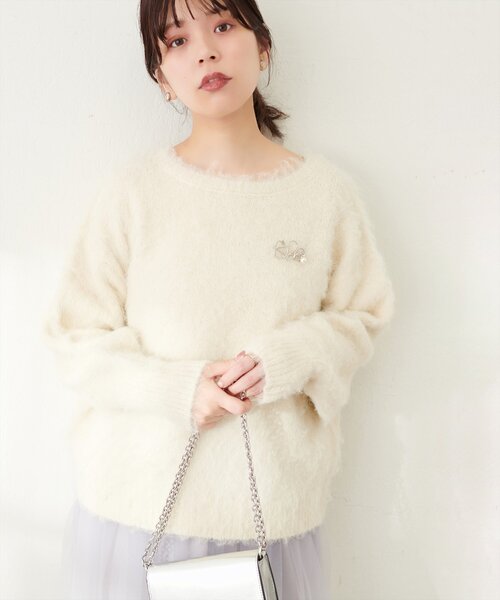 natural couture(ナチュラルクチュール)の「【WEB限定】リサイクルポリシャギー起毛クルーネックニット(ニット/セーター・レディース・モカ/ピンク/グレー/ブルー/アイボリー・FREE)」の2枚目の写真