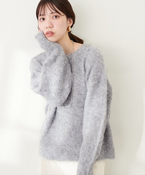 natural couture(ナチュラルクチュール)の「【WEB限定】リサイクルポリシャギー起毛クルーネックニット(ニット/セーター・レディース・モカ/ピンク/グレー/ブルー/アイボリー・FREE)」の15枚目の写真