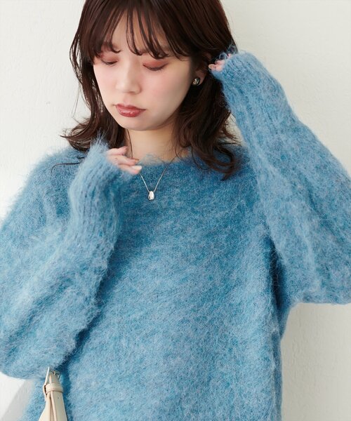 natural couture(ナチュラルクチュール)の「【WEB限定】リサイクルポリシャギー起毛クルーネックニット(ニット/セーター・レディース・モカ/ピンク/グレー/ブルー/アイボリー・FREE)」の17枚目の写真