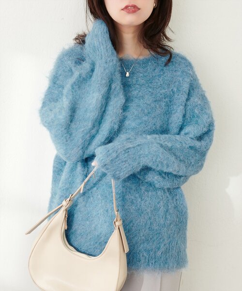 natural couture(ナチュラルクチュール)の「【WEB限定】リサイクルポリシャギー起毛クルーネックニット(ニット/セーター・レディース・モカ/ピンク/グレー/ブルー/アイボリー・FREE)」の18枚目の写真