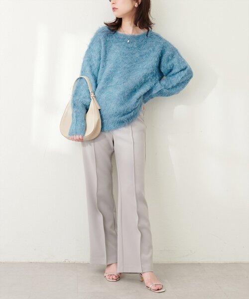 natural couture(ナチュラルクチュール)の「【WEB限定】リサイクルポリシャギー起毛クルーネックニット(ニット/セーター・レディース・モカ/ピンク/グレー/ブルー/アイボリー・FREE)」の20枚目の写真