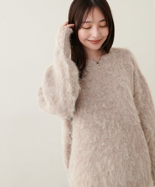 natural couture(ナチュラルクチュール)の「【WEB限定】リサイクルポリシャギー起毛クルーネックニット(ニット/セーター・レディース・モカ/ピンク/グレー/ブルー/アイボリー・FREE)」の21枚目の写真