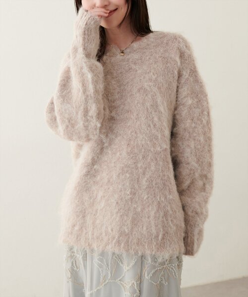 natural couture(ナチュラルクチュール)の「【WEB限定】リサイクルポリシャギー起毛クルーネックニット(ニット/セーター・レディース・モカ/ピンク/グレー/ブルー/アイボリー・FREE)」の22枚目の写真