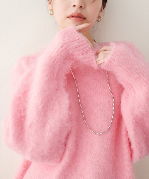 セール】【WEB限定】リサイクルポリシャギー起毛クルーネックニット