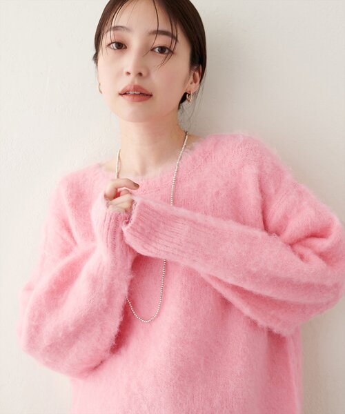 セール】【WEB限定】リサイクルポリシャギー起毛クルーネックニット