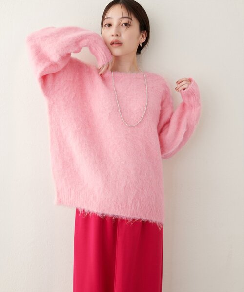 セール】【WEB限定】リサイクルポリシャギー起毛クルーネックニット