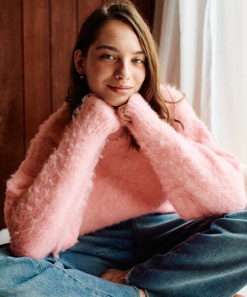 セール】【WEB限定】リサイクルポリシャギー起毛クルーネックニット