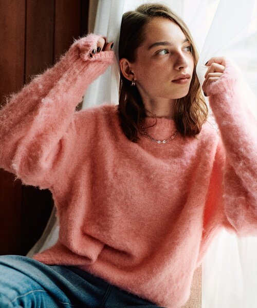 セール】【WEB限定】リサイクルポリシャギー起毛クルーネックニット