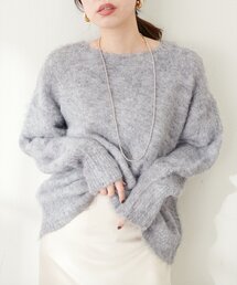 【WEB限定】リサイクルポリシャギー起毛クルーネックニット