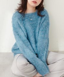 【WEB限定】リサイクルポリシャギー起毛クルーネックニット