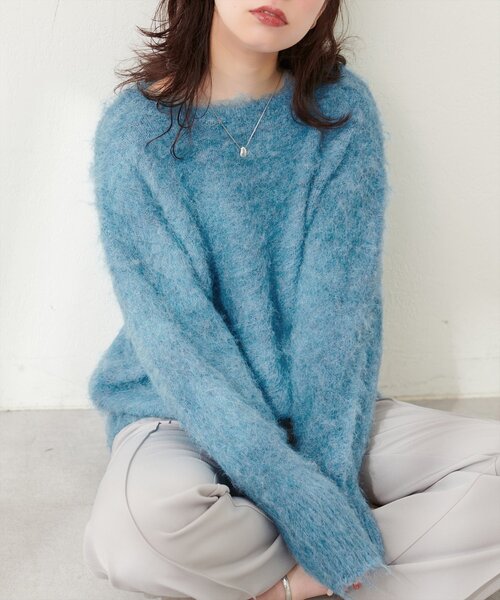 natural couture(ナチュラルクチュール)の「【WEB限定】リサイクルポリシャギー起毛クルーネックニット(ニット/セーター・レディース・モカ/ピンク/グレー/ブルー/アイボリー・FREE)」の5枚目の写真