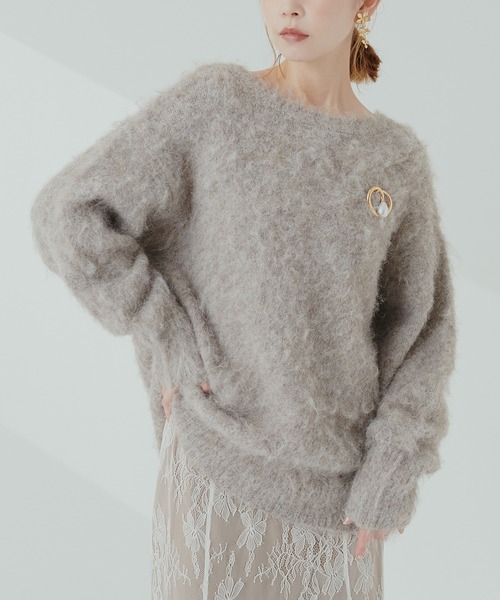 natural couture(ナチュラルクチュール)の「【WEB限定】リサイクルポリシャギー起毛クルーネックニット(ニット/セーター・レディース・モカ/ピンク/グレー/ブルー/アイボリー・FREE)」の8枚目の写真