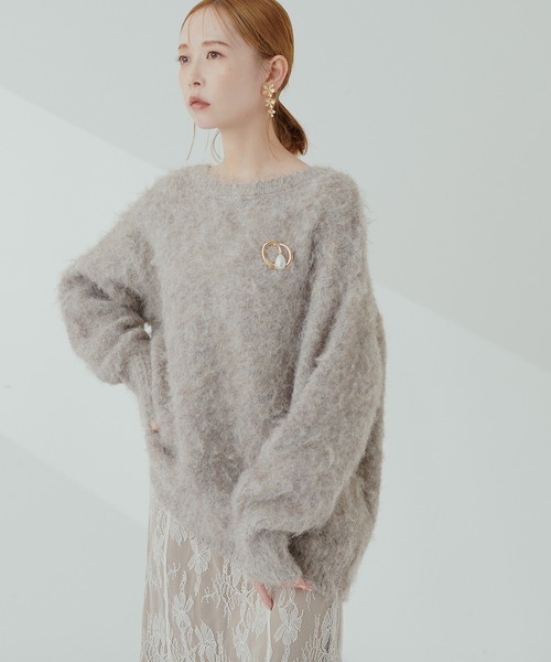 natural couture(ナチュラルクチュール)の「【WEB限定】リサイクルポリシャギー起毛クルーネックニット(ニット/セーター・レディース・モカ/ピンク/グレー/ブルー/アイボリー・FREE)」の9枚目の写真