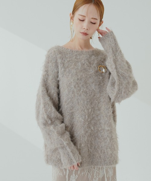 natural couture(ナチュラルクチュール)の「【WEB限定】リサイクルポリシャギー起毛クルーネックニット(ニット/セーター・レディース・モカ/ピンク/グレー/ブルー/アイボリー・FREE)」の10枚目の写真