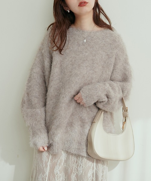 natural couture(ナチュラルクチュール)の「【WEB限定】リサイクルポリシャギー起毛クルーネックニット(ニット/セーター・レディース・モカ/ピンク/グレー/ブルー/アイボリー・FREE)」の12枚目の写真