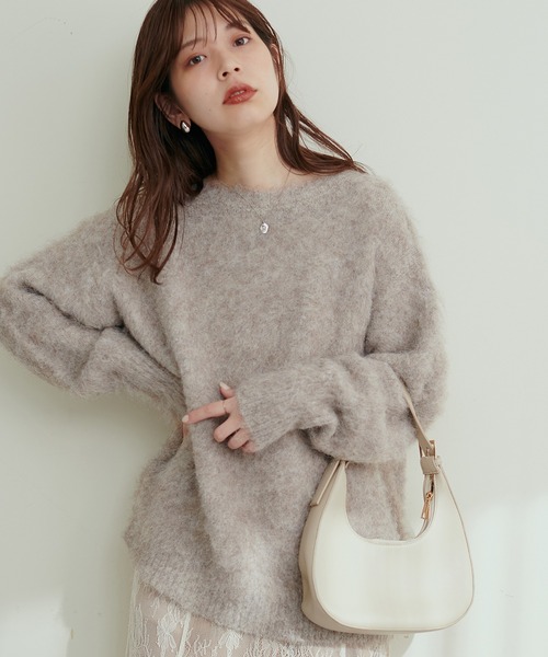 natural couture(ナチュラルクチュール)の「【WEB限定】リサイクルポリシャギー起毛クルーネックニット(ニット/セーター・レディース・モカ/ピンク/グレー/ブルー/アイボリー・FREE)」の14枚目の写真