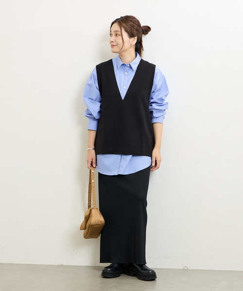 JOURNAL STANDARD（ジャーナルスタンダード）の「ウールライクVネックベスト（ベスト・レディース・ブラウン/ブラック・FREE）」の3枚目の写真