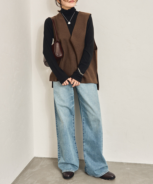 JOURNAL STANDARD（ジャーナルスタンダード）の「ウールライクVネックベスト（ベスト・レディース・ブラウン/ブラック・FREE）」の4枚目の写真