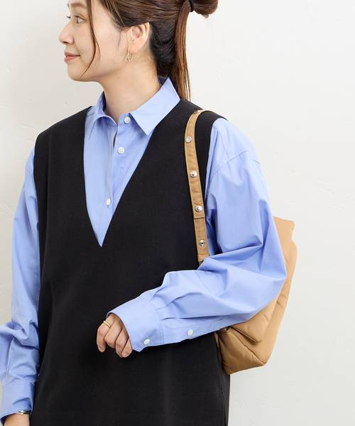 JOURNAL STANDARD（ジャーナルスタンダード）の「ウールライクVネックベスト（ベスト・レディース・ブラウン/ブラック・FREE）」の10枚目の写真