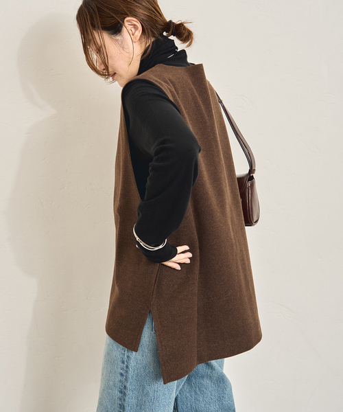 JOURNAL STANDARD（ジャーナルスタンダード）の「ウールライクVネックベスト（ベスト・レディース・ブラウン/ブラック・FREE）」の14枚目の写真
