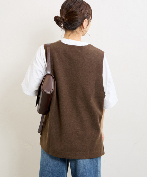 JOURNAL STANDARD（ジャーナルスタンダード）の「ウールライクVネックベスト（ベスト・レディース・ブラウン/ブラック・FREE）」の20枚目の写真
