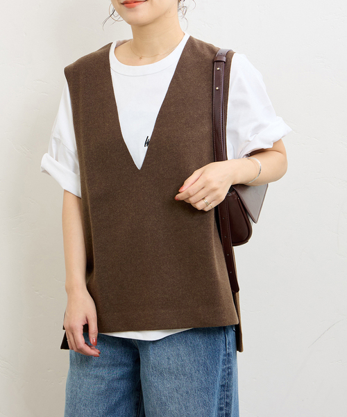 JOURNAL STANDARD（ジャーナルスタンダード）の「ウールライクVネックベスト（ベスト・レディース・ブラウン/ブラック・FREE）」の21枚目の写真