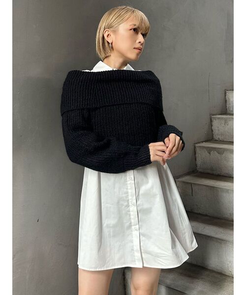 ワンピースSET★ LAYERED SET DRAWSTRING KNIT OP/レイヤードセットドロー