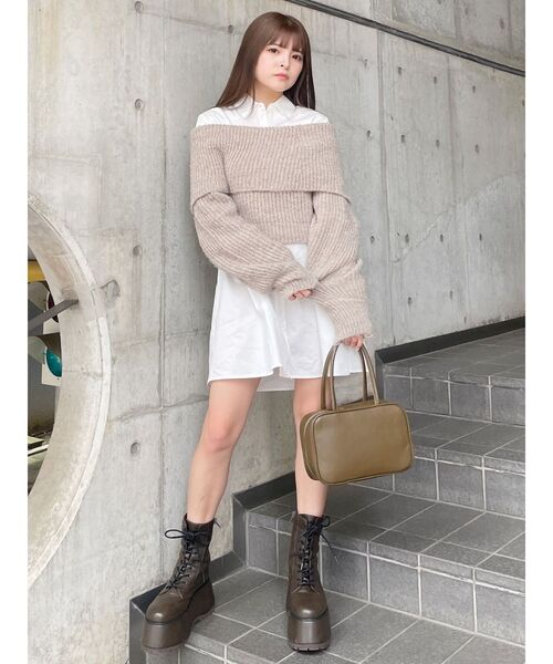 ワンピースSET★ LAYERED SET DRAWSTRING KNIT OP/レイヤードセットドロー