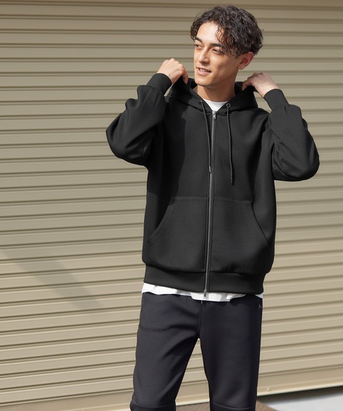 セール】ハリ感ダンボールニット ジップアップパーカー（パーカー