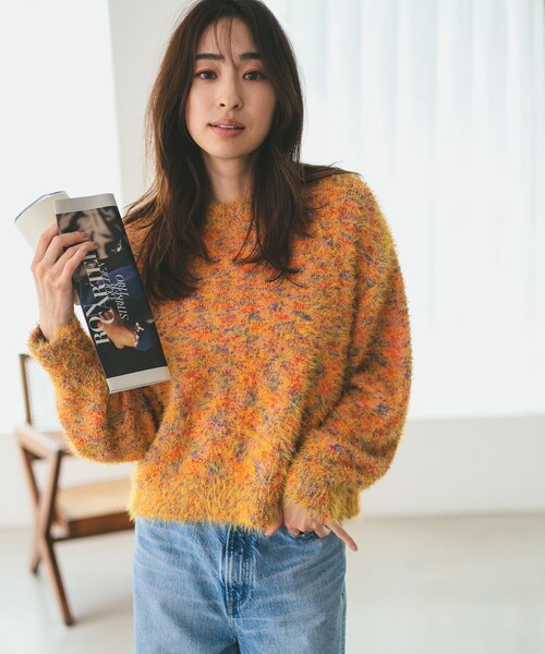 B:MING by BEAMS(ビーミングバイビームス)の「ミックス ニット(ニット/セーター・レディース・ブラウン系その他/イエロー/ネイビー・ONE SIZE)」の3枚目の写真