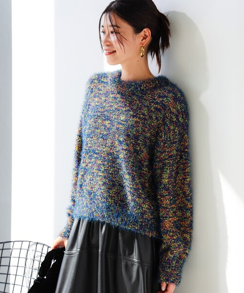 B:MING by BEAMS(ビーミングバイビームス)の「ミックス ニット(ニット/セーター・レディース・ブラウン系その他/イエロー/ネイビー・ONE SIZE)」の4枚目の写真