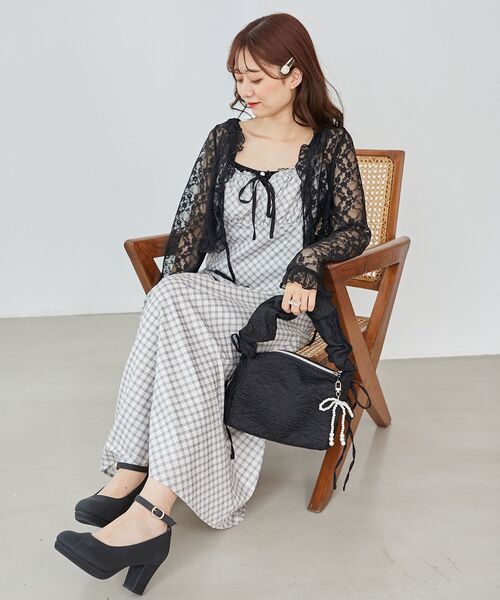 MAJESTIC LEGON(マジェスティックレゴン)の「プチフリルチェックキャミワンピース(ワンピース・レディース・グレー系その他/ブラウン系その他2・MEDIUM)」の15枚目の写真