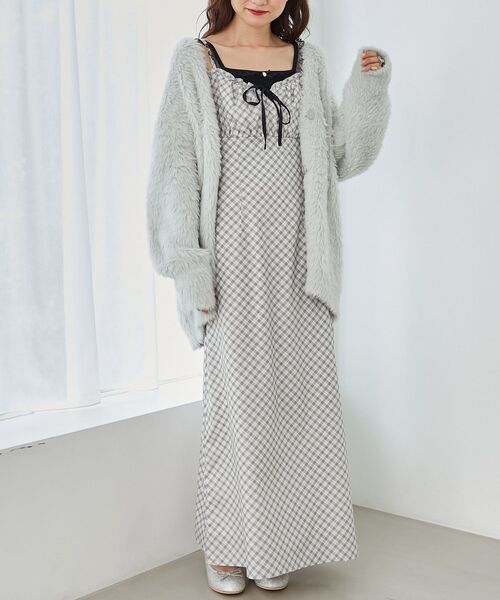 MAJESTIC LEGON(マジェスティックレゴン)の「プチフリルチェックキャミワンピース(ワンピース・レディース・グレー系その他/ブラウン系その他2・MEDIUM)」の17枚目の写真