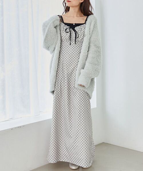 MAJESTIC LEGON(マジェスティックレゴン)の「プチフリルチェックキャミワンピース(ワンピース・レディース・グレー系その他/ブラウン系その他2・MEDIUM)」の18枚目の写真
