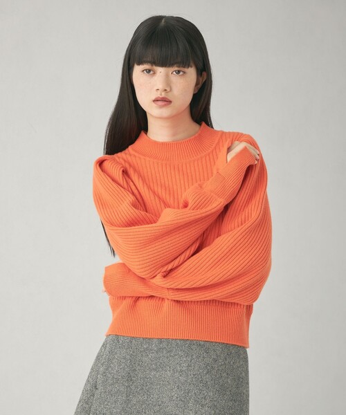 EMMEL REFINES（エメルリファインズ）の「＜EMMEL REFINES＞EM パフショルダー クルーネック ニットプルオーバー（ニット/セーター・レディース・ライラック/オフホワイト/オレンジ・FREE）」の6枚目の写真