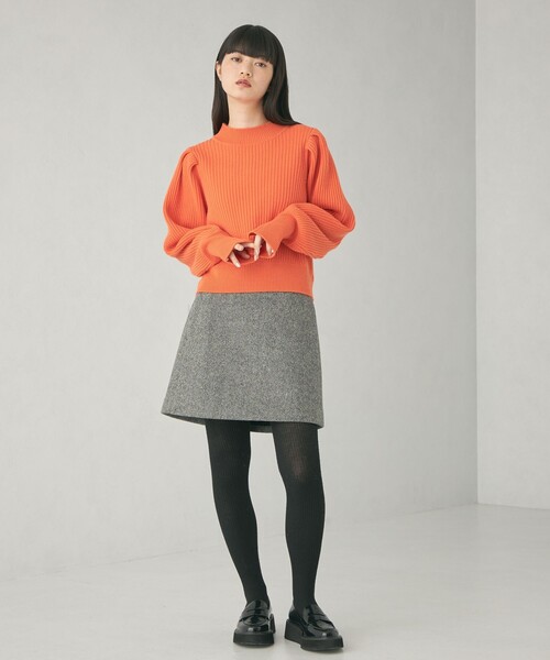 EMMEL REFINES（エメルリファインズ）の「＜EMMEL REFINES＞EM パフショルダー クルーネック ニットプルオーバー（ニット/セーター・レディース・ライラック/オフホワイト/オレンジ・FREE）」の9枚目の写真