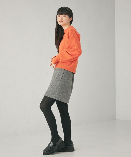 EMMEL REFINES（エメルリファインズ）の「＜EMMEL REFINES＞EM パフショルダー クルーネック ニットプルオーバー（ニット/セーター・レディース・ライラック/オフホワイト/オレンジ・FREE）」の10枚目の写真