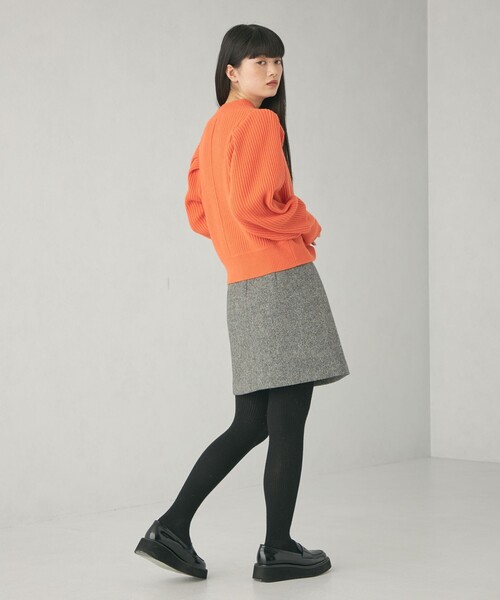 EMMEL REFINES（エメルリファインズ）の「＜EMMEL REFINES＞EM パフショルダー クルーネック ニットプルオーバー（ニット/セーター・レディース・ライラック/オフホワイト/オレンジ・FREE）」の12枚目の写真