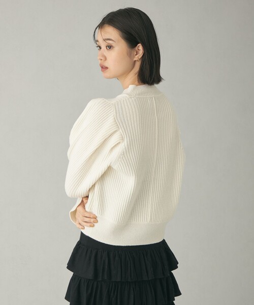 EMMEL REFINES（エメルリファインズ）の「＜EMMEL REFINES＞EM パフショルダー クルーネック ニットプルオーバー（ニット/セーター・レディース・ライラック/オフホワイト/オレンジ・FREE）」の16枚目の写真