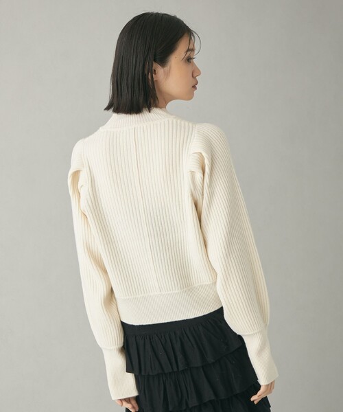 EMMEL REFINES（エメルリファインズ）の「＜EMMEL REFINES＞EM パフショルダー クルーネック ニットプルオーバー（ニット/セーター・レディース・ライラック/オフホワイト/オレンジ・FREE）」の17枚目の写真