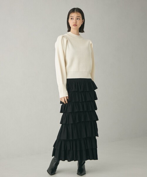 EMMEL REFINES（エメルリファインズ）の「＜EMMEL REFINES＞EM パフショルダー クルーネック ニットプルオーバー（ニット/セーター・レディース・ライラック/オフホワイト/オレンジ・FREE）」の19枚目の写真