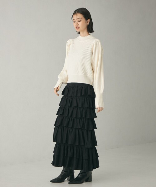 EMMEL REFINES（エメルリファインズ）の「＜EMMEL REFINES＞EM パフショルダー クルーネック ニットプルオーバー（ニット/セーター・レディース・ライラック/オフホワイト/オレンジ・FREE）」の21枚目の写真