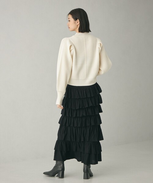 EMMEL REFINES（エメルリファインズ）の「＜EMMEL REFINES＞EM パフショルダー クルーネック ニットプルオーバー（ニット/セーター・レディース・ライラック/オフホワイト/オレンジ・FREE）」の22枚目の写真