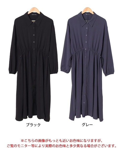 GOLDJAPAN(ゴールドジャパン)の「楊柳ウエストドロストシャツワンピース【大きいサイズ対応】(シャツワンピース・レディース・グレー/ブラック・LL/3L/4L/5L)」の18枚目の写真