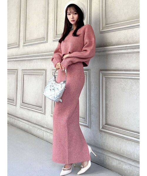 RESEXXY（リゼクシー）の「グリッターIラインニットスカート【セットアップ着用可能】（スカート・レディース・ピンク/オレンジ/ブラック/ブルー・FREE）」の8枚目の写真