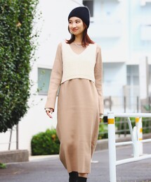 B:MING by BEAMS | スパンコール ニット ビスチェ × ニットワンピース セット(ワンピース)