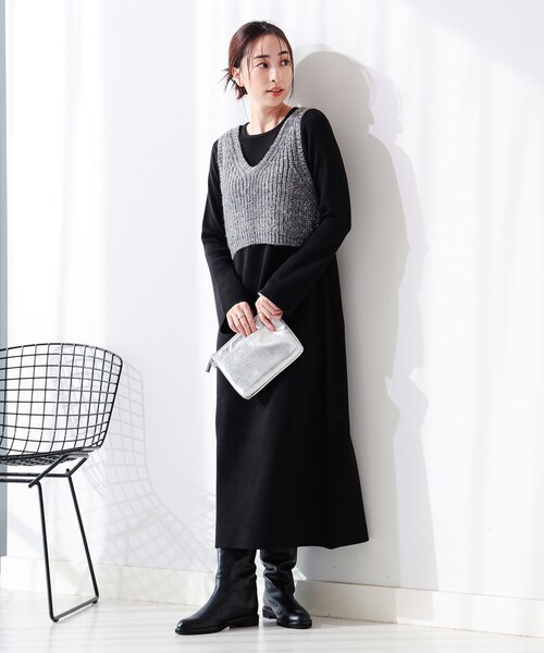 B:MING by BEAMS(ビーミングバイビームス)の「スパンコール ニット ビスチェ × ニットワンピース セット(ワンピース・レディース・ブラウン系その他/ブラック・ONE SIZE)」の5枚目の写真