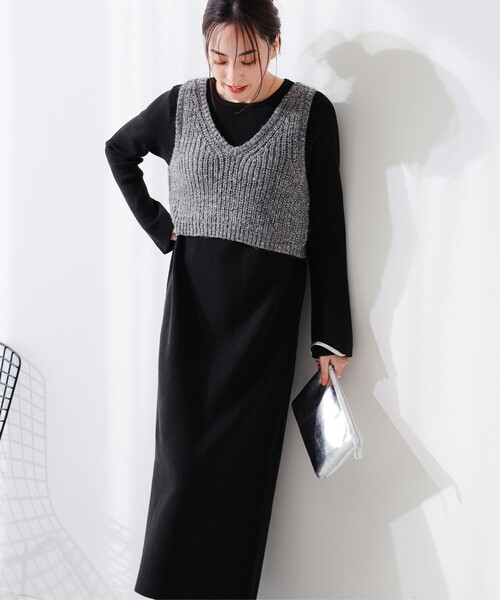 B:MING by BEAMS(ビーミングバイビームス)の「スパンコール ニット ビスチェ × ニットワンピース セット(ワンピース・レディース・ブラウン系その他/ブラック・ONE SIZE)」の7枚目の写真
